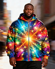 Big & Tall Men's Rainbow Star-Print Zip-Up Hoodie