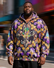 Big & Tall Men's Iris Vintage Floral Print Zip-Up Hoodie