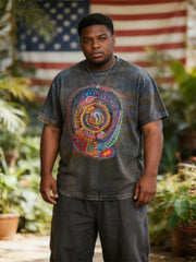 Big & Tall Men's Mandala Geometric Print Round Neck Short Sleeve Tee