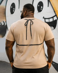 Big & Tall Men's Khaki Bottom Leopard Sling Bikini Fun Printed Round Neck Short Sleeve T-Shirt