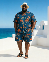 Big & Tall Men's Coconut Print Short Sleeve Shirt Shorts Set