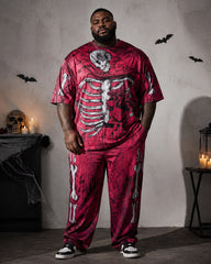 Big & Tall Men's Tie-Dye Skeleton Printed T-Shirt Pants Set