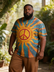 Big & Tall Men's Rainbow Sun Print Round Neck Short Sleeve Tee