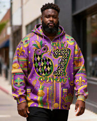 Big & Tall Men's Madigrass Digital 67 Mask Print Zip-Up Hoodie
