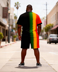 Big & Tall Men's "ONE LOVE" Gradient Printed Crew Neck Short Sleeve T-shirt Shorts Set
