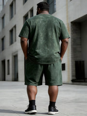 Big & Tall Men's World Tree Tree Of Life Printed Round Neck Short Sleeve T-Shirt Shorts Set