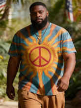 Big & Tall Men's Rainbow Sun Print Round Neck Short Sleeve Tee