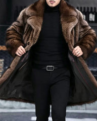 Big & Tall Men's Faux Fur Casual Thickened Long Coat M-5XL