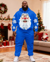 Big & Tall Men's Christmas Santa Claus with Snowflake Beard Hoodie Set