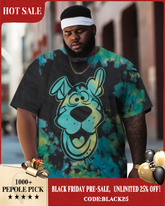 Men's Plus Size Street Tie Dye Puppy Graffiti Short Sleeve Crew Neck T-Shirt