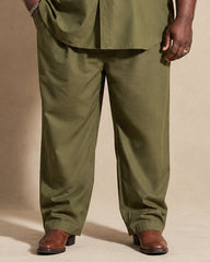 Big & Tall Men's Army Green Navajo Tribe Silhouette Print Short Sleeve Shirt Pants Set