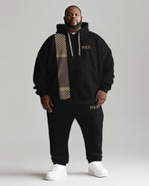 Big Men's Daily Casual Simple Plaid Patchwork Printed Hoodie Set