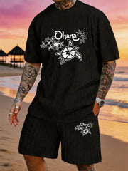 Ohana Turtle Floral Print Texture Plus Size Holiday Set