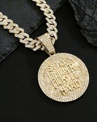 Big & Tall Men's 1 Piece Fashion Rhinestone Decorated Round Pendant Initial