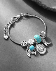 Vintage Western Denim Pendant Beaded Bracelet