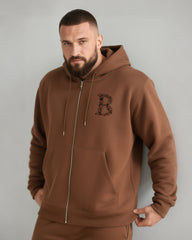 Big & Tall Men's Vintage B- Letter Print Cardigan Hoodie
