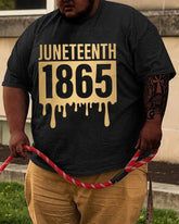 Big & Tall Men's Black Bottom Yellow 1865 Drop Print Round Neck Short Sleeve T-Shirt