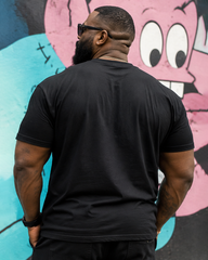 Big & Tall Men's Black Torn Chest Hair Eight Pack Abs Fun Printed Crew Neck Short Sleeve T-shirt