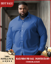 Men's Classic Casual Plus Size Solid Color Long Sleeve Lapel Shirt