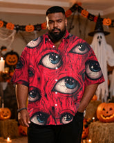Big & Tall Men's Halloween Horror Eyes Print Short Sleeve Shirt