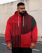 Big & Tall Men's Black And Red Colorblock Stripe-Print Hoodie