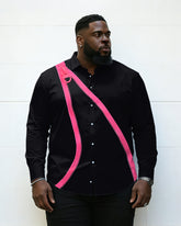 Big & Tall Men's Trendy Cool Black Phosphor Zipper Long Sleeve Shirt