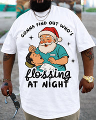 Big & Tall Men's Funny Dental Santa Cotton T-Shirt