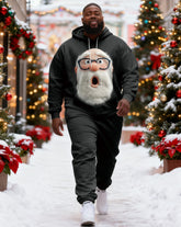 Big & Tall Men's Christmas Surprised Santa Claus Hoodie Set