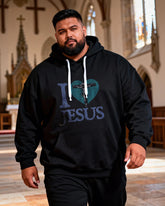 Big & Tall Men's JESUS Love Cross Print Hoodie