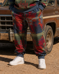 Big & Tall Men's Western Navajo Print Half-Zip Sweatshirt Set
