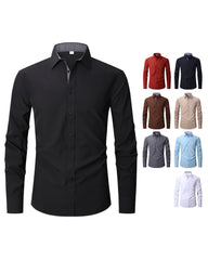 Business Solid Color Slim Long Sleeve Shirt S-4XL