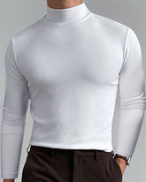 Big & Tall Men's High Neck Solid Color Long Sleeve T-Shirt S-3XL