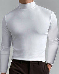 Big & Tall Men's High Neck Solid Color Long Sleeve T-Shirt S-3XL