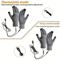 Winter Men's Fleece-lined Thickened Outdoor Riding Knitted Gloves Cold-proof Non-slip Touch Screen Gloves