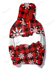 Couple Matching Big & Tall Christmas Snowflake Plaid Hoodie Pants Set