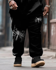Big & Tall Men's Street Fashion Spider Graffiti Print Hoodie Suit