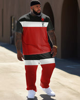 Big Guy's Color Matching Short Sleeve T-shirt and Pants Set