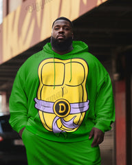 Big Guys Fun Cartoon Turtle Print Hoodie Set