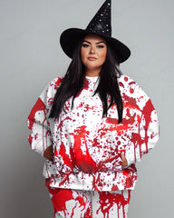 Devil's Blood Print Women's Plus Size Hoodie Suit