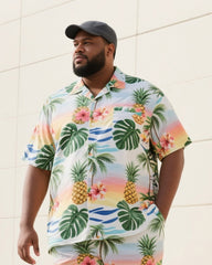 Big & Tall Men's Summer Daily Casual Hawaiian Tropical Shirt Shorts Suit
