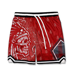 Skull Paisley Street Style Big & Tall Basketball Breathable Shorts