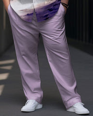 Men's Large Size Gradient Pattern Short Sleeve Shirt Shorts Set