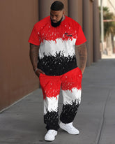 Men's Big & Tall Tie-Dye Patchwork Short-Sleeved Trousers Two-Piece Set