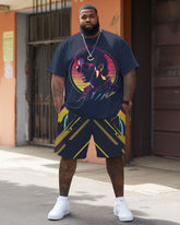 Men's Plus Size Street Fashion Pop Art Tribute Singer Print T-Shirt Shorts Suit