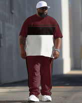 Men's Big & Tall Simple Colorblock Printed T-shirt Pants Set
