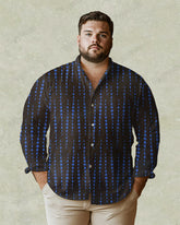 Irregular Geometric Wave Dot Long Sleeve Lapel Shirt Men's Plus Size