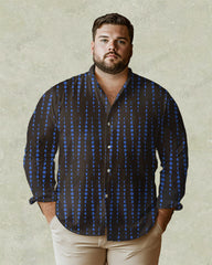 Irregular Geometric Wave Dot Long Sleeve Lapel Shirt Men's Plus Size