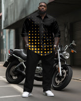 Big Men's Casual Button Down Long Sleeve Shirt and Pants Set