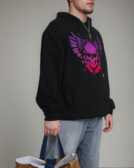 Cotton Material-Romantic Powder Skull Big Men's Loose Hoodie