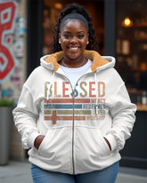 Women's Plus Size Casual Letter Print Zipper Long Sleeve Hoodie